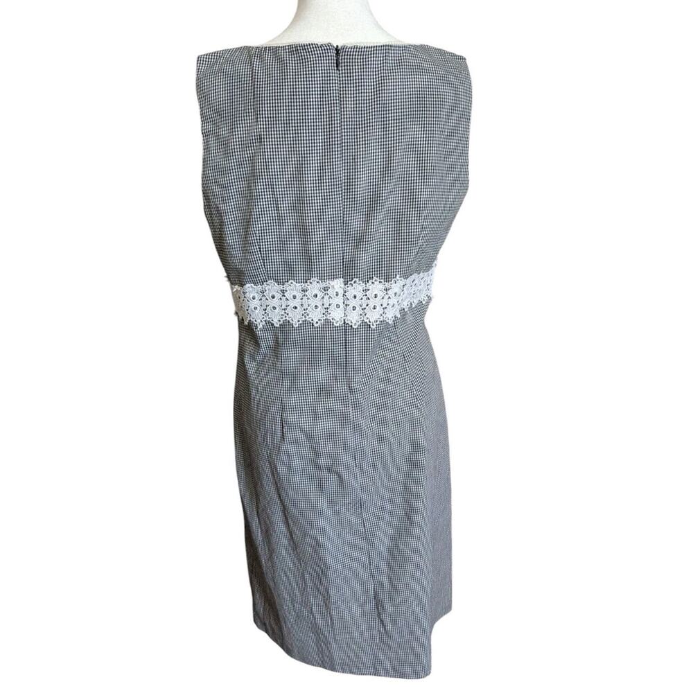 vtg 90s Gingham Dress Sheath Women 6 8 black White Check Crochet Y2k Mini - Picture 13 of 16